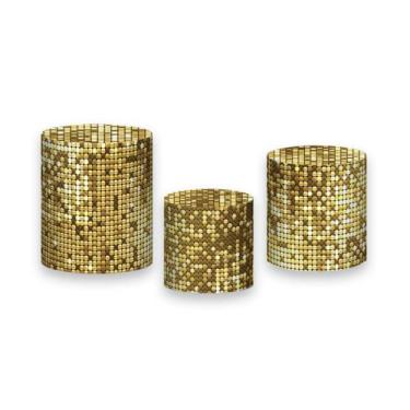 Imagem de Trio De Capa Cilindro - Efeito Lantejoulas Douradas 003 - Via Cores