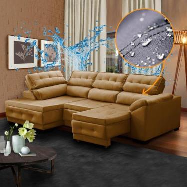 Imagem de Sofá de Canto 5 Lugares Chaise 250 x 150 Cm Luiza Retrátil Impermeável
