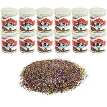Imagem de Glitter PVC Multicor Potes 3G Pacote com 12 - Honey