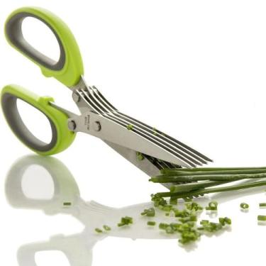 Imagem de Tesoura de Cozinha 5 Lâminas Cortar Picar Verduras e Ervas - Eu.precis