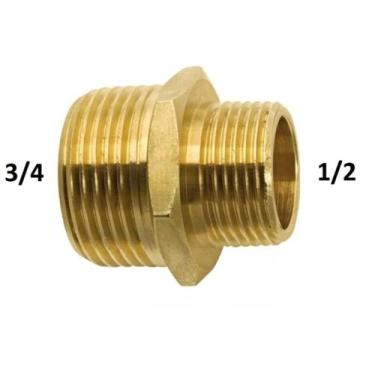 Imagem de Niple De Redução Metal 1/2 X 3/4 Amarelo Latão Rosca Externa - Garden/