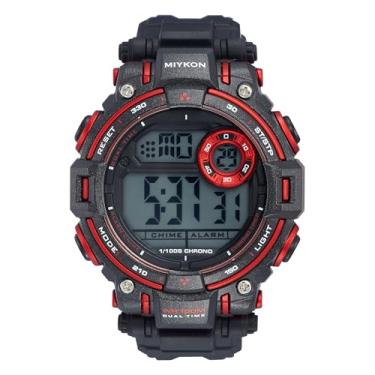 Imagem de Miykon Relógio esportivo feminino com cronógrafo digital de resina, Preto/vermelho, 39mm