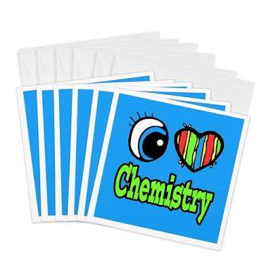 Imagem de 3dRose Cartões comemorativos - Coração olho brilhante I Love Chemistry - 15,24 x 15,24 cm, conjunto de 6 (gc_105950_1)