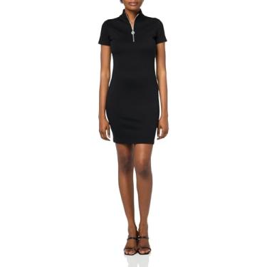 Imagem de HUGO Vestido feminino colado ao corpo com zíper frontal, Groselha preta, GG