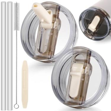 Imagem de ANTAND Pacote com 2 tampas flip à prova de vazamento com canudo para acessórios de copo Stanley de 1,134 g, substituição de tampas sem derramamento 1,134 g para Stanley ProTour, tampa de substituição