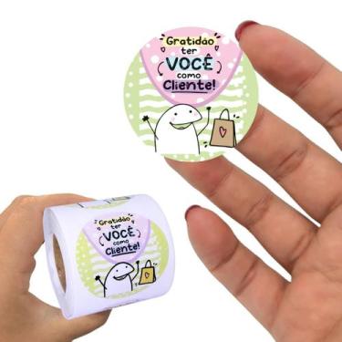 Imagem de 200 Etiquetas Adesivos 4x4 Cm  Gratidão Ter Você Como Cliente  Flork -