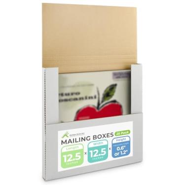 Imagem de Golden State Art, caixas de remessa brancas para discos de vinil - correspondência quadrada de papelão ondulado para embalagem de LP, movimentação, armazenamento, 12,5x12,5x1, (pacote com 2