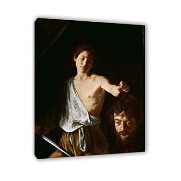 Imagem de Arte de parede em tela clássica emoldurada - Michelangelo Merisi Caravaggio Impressões - reprodução de pinturas a óleo famosas - David com a cabeça de Golias pôsteres - imagens de arte em tela arte de