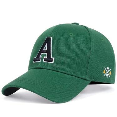 Imagem de Bonés de beisebol unissex simples letra A bordado, chapéu casual ajust