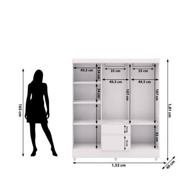 Imagem de Roupeiro Ideal Plus 6 Portas e 2 Gavetas - Branco  - Vila Rica
