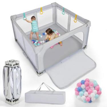 Imagem de Baby Playpen Costzon dobrável com 50 bolas oceânicas e bolsa de transp