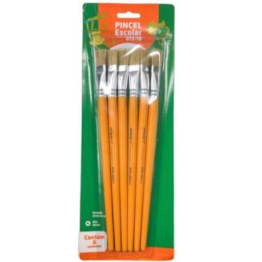 Imagem de PINCEL ESCOLAR CHATO CABO LONGO REF.815-18 BLISTER/06 UND LEOELEO