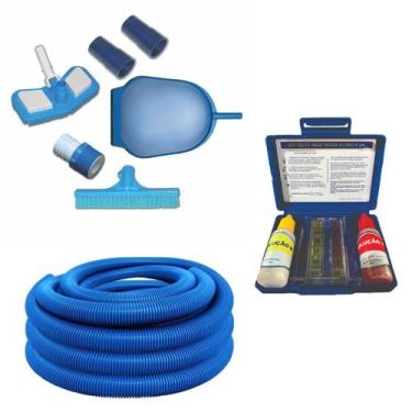 Imagem de Kit Limpeza Piscina + 5 Metros Mangueira + Kit Teste PH - Globaltech B