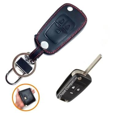 Imagem de Revestimento Couro Capa Chaveiro Chave Canivete 3 Botões Chevrolet Spi