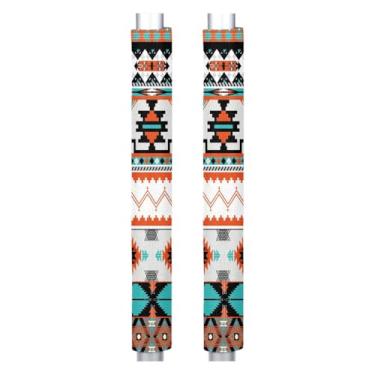 Imagem de Conjunto de 2 puxadores de porta de geladeira ocidentais étnicos astecas protetores de decoração para geladeira, micro-ondas, máquina de lavar louça, forno, manter longe de manchas de alimentos, óleo