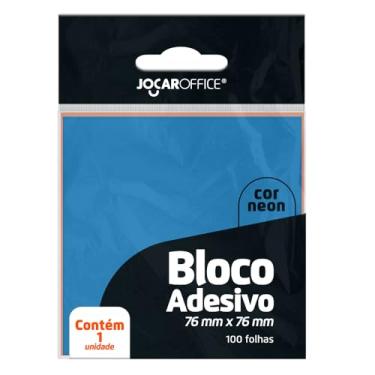 Imagem de BLOCO ADESIVO AZUL NEON 76MMx76MM - OPPBAG C/ 1 BLOCO 100F JOCAR OFFICE