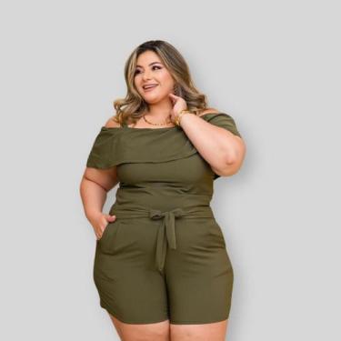 Imagem de Macaquinho Ciganinha Feminino Plus Size Com Faixa 0621 - Bellucy Modas