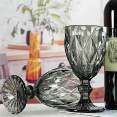 Imagem de Jogo 6 taças Diamond vidro Diamante negro fumê 340ml - Viva flor