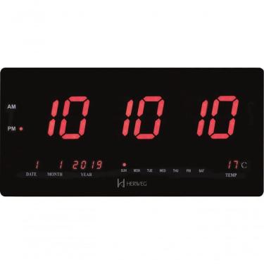 Imagem de Relógio De Parede Digital De Led Vermelho 47 Cm X 23 Cm Herweg 6464 Preto