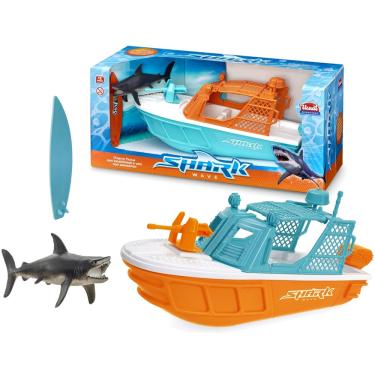 Imagem de Shark Wave Barco Infantil c/ Tubarão E Prancha - Usual Brinquedos