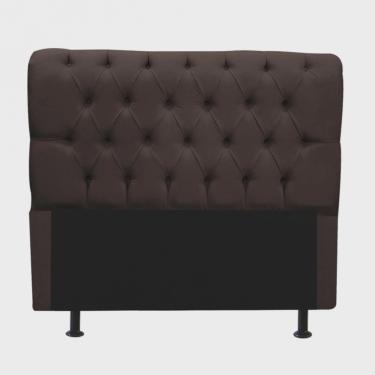 Imagem de Cabeceira Estofada Paris 140cm Casal Capitonê Corino Marrom - Ahz Móveis