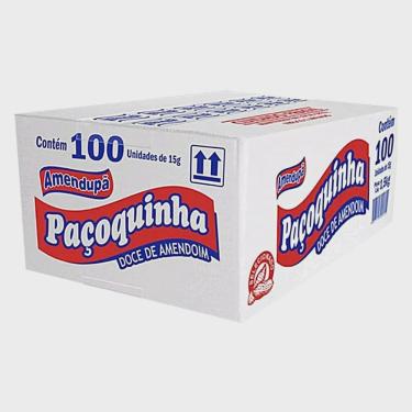 Imagem de Caixa Paçoca Rolha Embrulhada Amendupã 1,5kg Com 100 Unidades