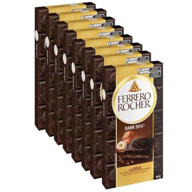 Imagem de Chocolate Ferrero Rocher Dark 55% Avelã Kit 8 Barras De 80G