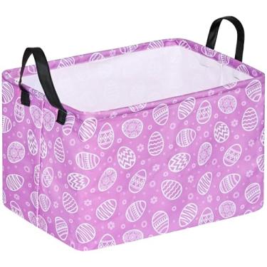 Imagem de MAIZMZ Cesta De Armazenamento Páscoa, Ovos, Coelho, Flores, Presentes, Cubo, Crianças, Caixas À Prova D'Água, Organizador, Cestos Dobráveis Prateleira Armário Com Alças Para Mulheres, Brinquedos Ber