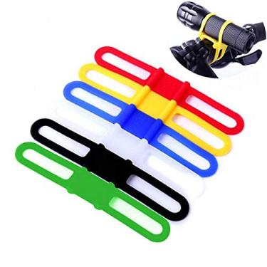 Imagem de YONII Alça de silicone para guidão de bicicleta, suporte de luz frontal para bicicleta, 6 peças de lanterna para fixação de telefone com cordão elástico para lanterna, 6 cores