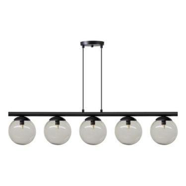 Imagem de Pendente Luminalux Vegas Jabuticaba 5 Globos 150mm Casa luxo, Preto Gl