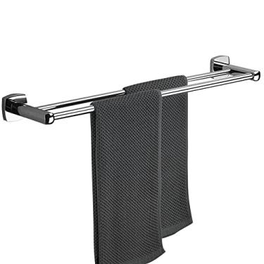 Imagem de DSeenLeap Toalheiro duplo de 50 cm, 60 cm e 70 cm, suporte para toalhas de parede, cromado em cobre e prata (multicolor, 40 cm)