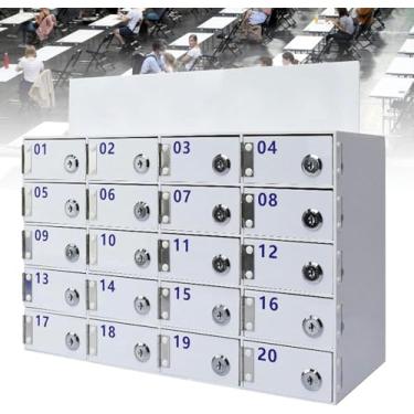 Imagem de LGEOELIAS Armário independente para celular, 20/30/40/50/60 compartimentos, cofre, armário de armazenamento para celular com fechadura, caixa de armazenamento de acrílico montada na parede