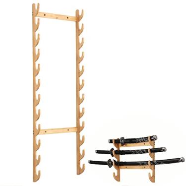 Imagem de Suporte de espada prateleira de espadas, suporte para espadas de piso multicamada, suporte para espadas katana de montagem na parede, suporte para exibição de armas, cabide vertical para espadas, sop