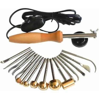 Imagem de LGEOELIAS Fabricante de flores de tecido elétrico, kit de fabricação de flores falsas, temperatura ajustável, com 17 cabeças e bolsa para passar a ferro, suporte antiescaldante, ferramenta de