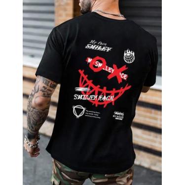 Imagem de Camisetas Oversized Streetwear Masculina 100 Algodão 30.1 Padrão Ameri