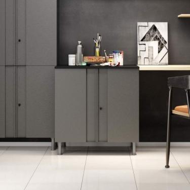 Imagem de Kit Armário Multiuso 4 Portas Aéreo e Balcão 2 Portas