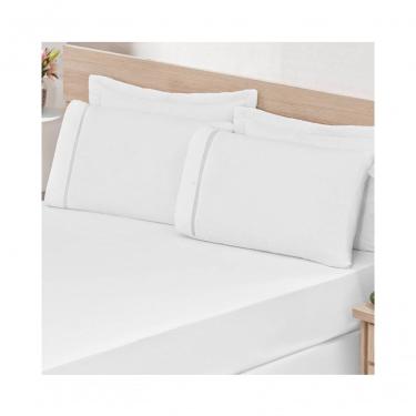 Imagem de Fronhas Ponto Palito Percal Zíper 2 Peças Branco Ricardo