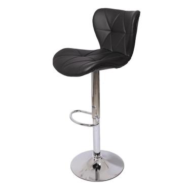 Imagem de Banqueta Alta Estofada c/encosto p/Cozinha Gir. Preta