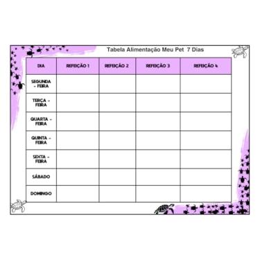 Imagem de Tabela de Alimentação para Pet, 7 Dias, 4 Refeições Diárias, Planilha Decorativa com Tartarugas, Multicores (MAGENTA)