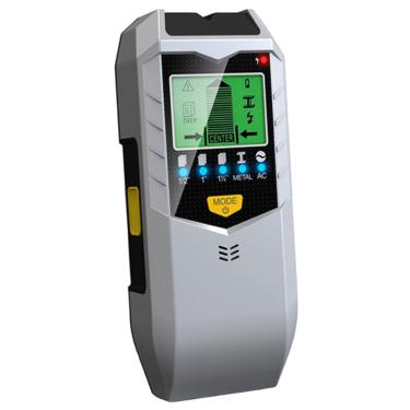 Imagem de Scanner de parede, localizador de pinos, detector de metais pequeno ajustável de alta sensibilidade com visor LCD e alarme de áudio, detecção de fio CA para paredes, pisos, detector, prata