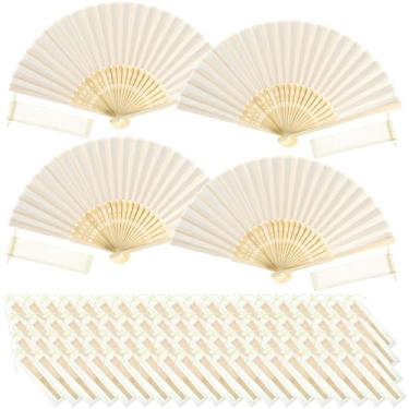 Imagem de Tatuo 80 peças de leques de mão leques dobráveis de seda de bambu ventiladores portáteis ventiladores dobráveis ventiladores de maquiagem chineses decorativos dobráveis decorações cosplay homens