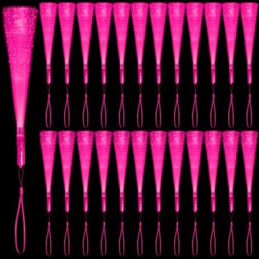 Imagem de 48 PCS Pink Glow Fiber Wands Sticks LED Light Wands 3 Modes Flashing Fiber Optic Light Rod Bulk Fiber Optic Wands Glow in The Dark Party Favors for Bar Wedding Party Supplies