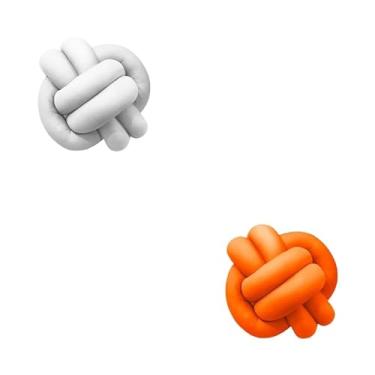 Imagem de Almofadas De Nó 28cm x 28cm Lindas Decorativas Sala Sofá Cama Cores (BRANCO E LARANJA)