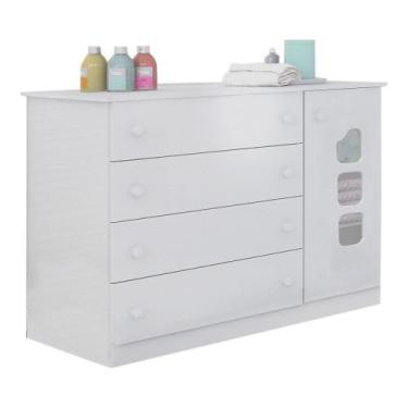 Imagem de Cômoda Infantil Lina 105cm 100% MDF Branco Brilho - sallar home