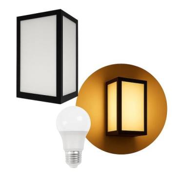 Imagem de Arandela Luminária Vitra 3 Vidros Externa Preta + LED A60 12W Br. Quen