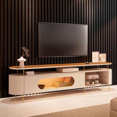 Imagem de Rack Bancada Greta com Led e Prateleira Vidro TV Até 85 Polegadas Off 