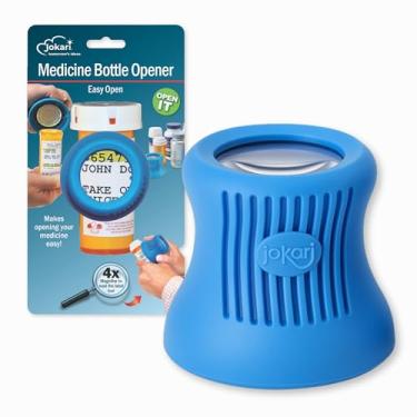 Imagem de Jokari Abridor de garrafa de medicamento com receita fácil de abrir e lupa embutida. Ajuda a ler a impressão da etiqueta da farmácia médica para garantir a ingestão de comprimidos e dosagem corretas