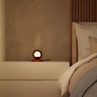 Imagem de Abajur Luminaria De Mesa Decorativa Quarto Dormitorio Casal Cabeceira Cama Lampada Inlcuso (Cobre Globo Fume)