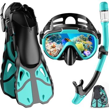 Imagem de Vengreedo Conjunto De Snorkel Com Nadadeiras Para Adultos, Equipamento Mergulho Homens E Mulheres, Snorkel, Máscara, Top Seco, Bolsa Viagem, Mergulho, Natação
