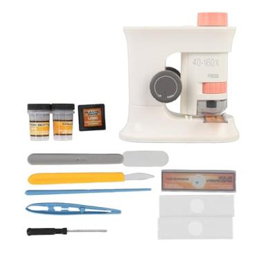 Imagem de Jectse Ampliação de 160x, Indução Magnética, Microscópio de Luzes de Enchimento para Crianças, Microscópio Portátil Compacto e Portátil (PINK)